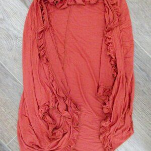 Rust Ruffle Open Cardigan